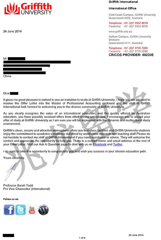 天津商业大学张诗琪获澳洲格里菲斯大学offer-1.jpg